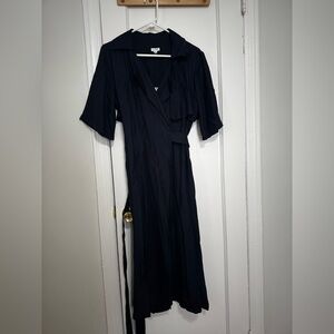 Cuyana navy blue trench Wrap Dress